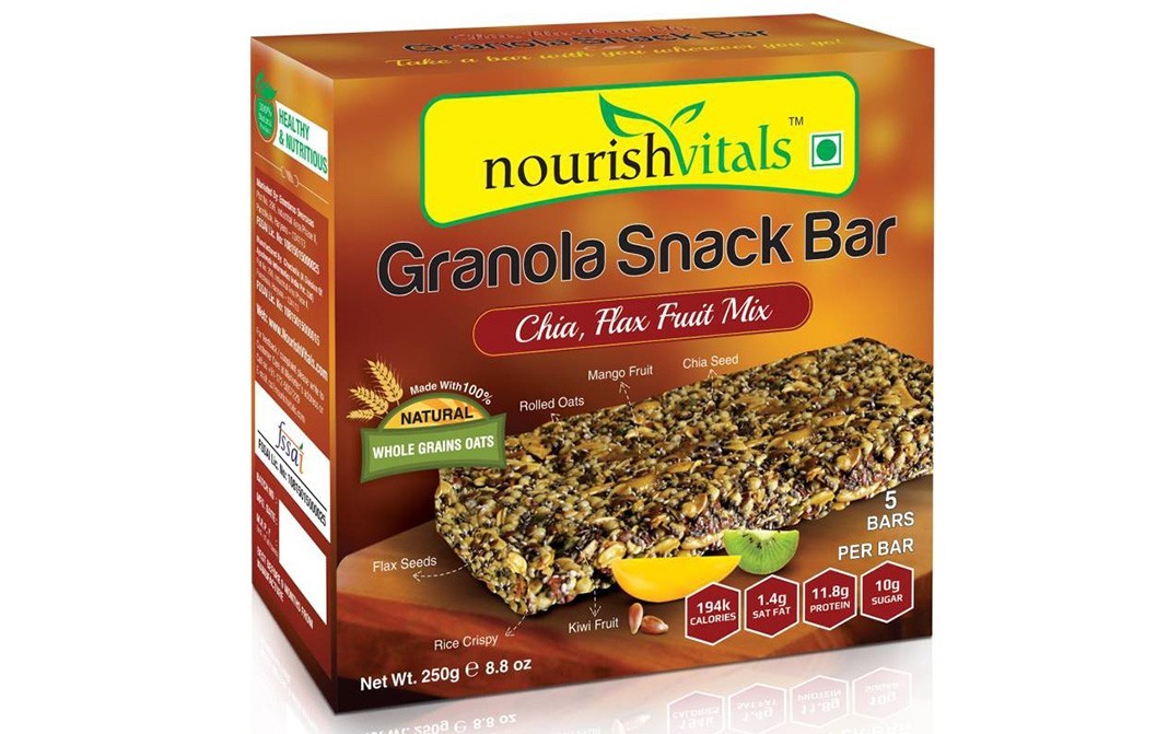 NourishVitals Granola Snack Bar Chia, Flax Fruit Mix   Box  250 grams
